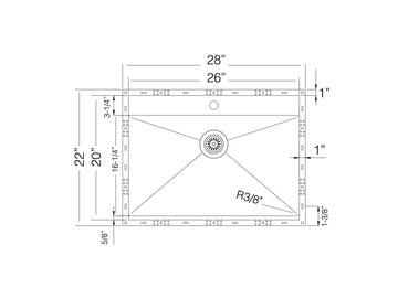 28 inch Flush Mount Large Single Bowl Stainless Steel Kitchen Sink with Low Deck - Seville TZ M662 - Sink Depot